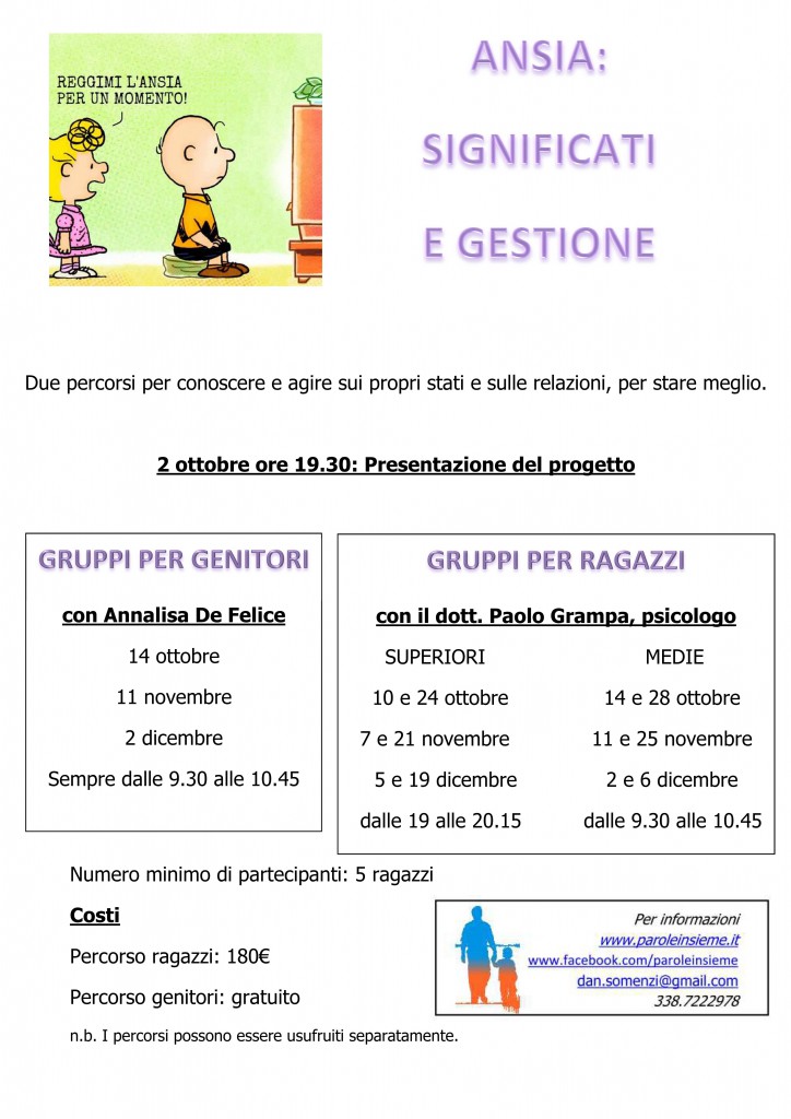 ANSIA: SIGNIFICATI E GESTIONE – PRESENTAZIONE PROGETTO
