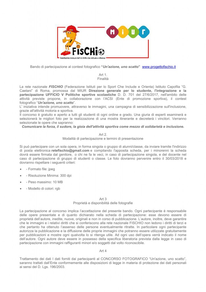 CONTEST FOTOGRAFICO “UN’AZIONE, UNO SCATTO”: TERMINE CONCORSO